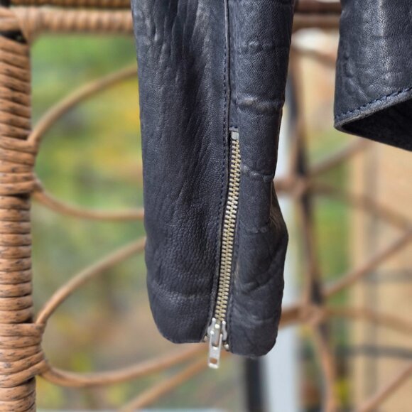 MAJE Leather jacket in midnight blue, size EU 38 - Picture 10 of 12